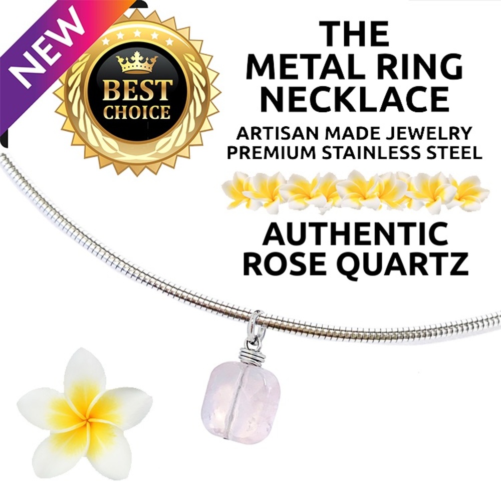 Island Sunset Artisan The Metal Ring Necklace-ROSE QUARTZ